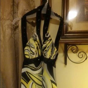 Black, yellow, and white dress